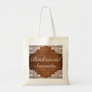 Rustikale Hochzeit von Holz und Weißspitzen Tragetasche