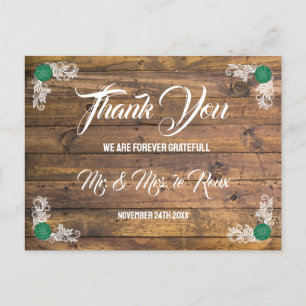 Rustikale Hochzeit von Holz und Wildblume Postkarte