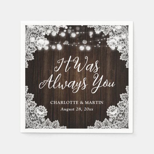 Rustikale Hochzeit von Holzstreichen Serviette (Vorderseite)