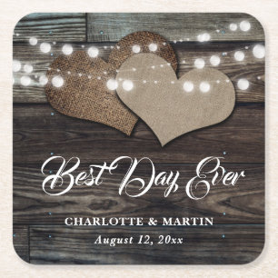 Rustikale Hochzeit von Holzwurzern Rechteckiger Pappuntersetzer