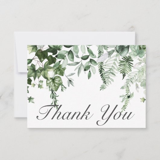 Rustikale Hochzeit von Ivy & Sage Grüne Dankeskarte (Vorderseite)