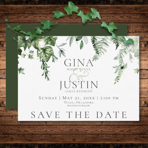 Rustikale Hochzeit von Ivy & Sage Grüne Save The Date