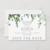 Rustikale Hochzeit von Ivy & Sage Grüne Save The Date (Vorderseite)