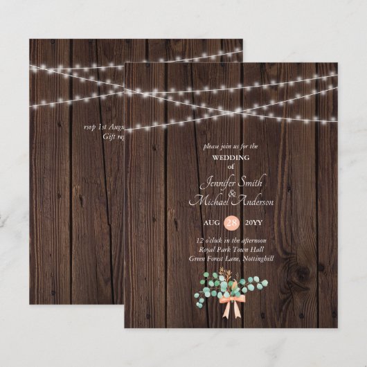 Rustikale Hochzeit von Korallenbäumen (Vorne/Hinten)