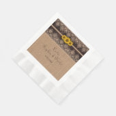 Rustikale Hochzeit von Lace Burlap Wood Serviette (Ecke)