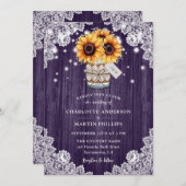 Rustikale Hochzeit von Lila Holz Mason Jar Sonnenb Einladung (Vorne/Hinten)