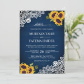 Rustikale Hochzeit von Moslems mit blauem Holz Einladung (Stehend Vorderseite)