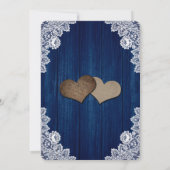 Rustikale Hochzeit von Navy Blue und Blush Wood La Einladung (Rückseite)