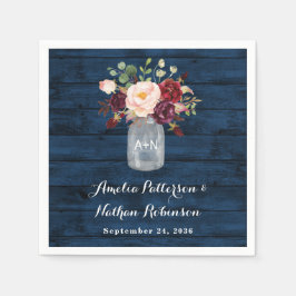 Rustikale Hochzeit von Navy Blue und Burgund Blush Serviette