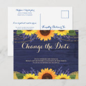 Rustikale Hochzeit von Navy-Holz-Sonnenblumen ände Postkarte (Vorne/Hinten)