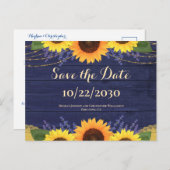 Rustikale Hochzeit von Navy-Holz-Sonnenblumen spei Postkarte (Vorne/Hinten)