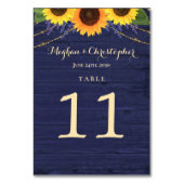 Rustikale Hochzeit von Navy-Holz-Streichelleuchten Tischnummer (Vorderseite)