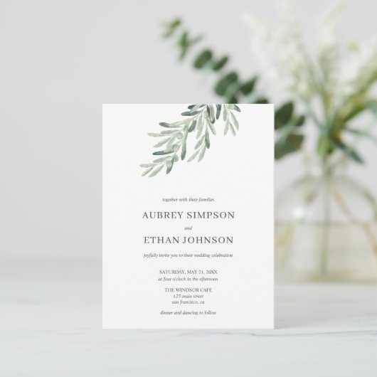 Rustikale Hochzeit von Olivenhainen Einladungspostkarte (Stehend Vorderseite)