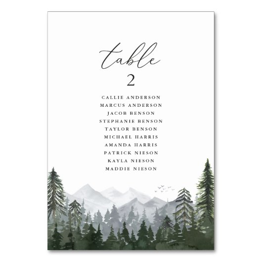 Rustikale Hochzeit von Pinien Tischnummer (Vorderseite)