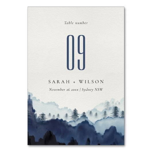 Rustikale Hochzeit von Pinienwäldern Tischnummer (Vorderseite)