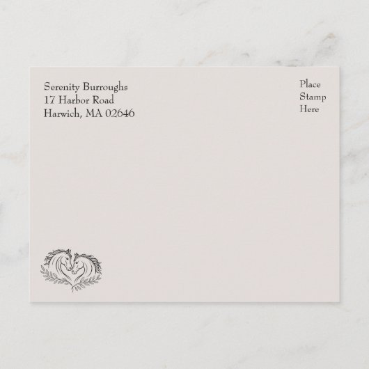 Rustikale Hochzeit von Reiten Ankündigungspostkarte (Rückseite)