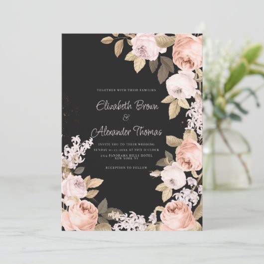 Rustikale Hochzeit von Rosa-Korallen-Elfenbein Einladung (Stehend Vorderseite)