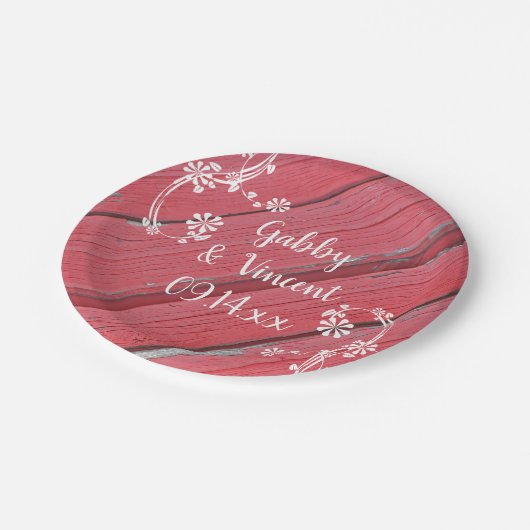 Rustikale Hochzeit von Rotem Barn Pappteller (Schrägansicht)