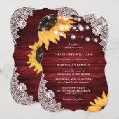 Rustikale Hochzeit von Rotem Holz und Sonnenblumen Einladung (Vorne/Hinten)