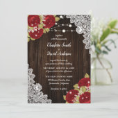 Rustikale Hochzeit von Rotholz Einladung (Stehend Vorderseite)
