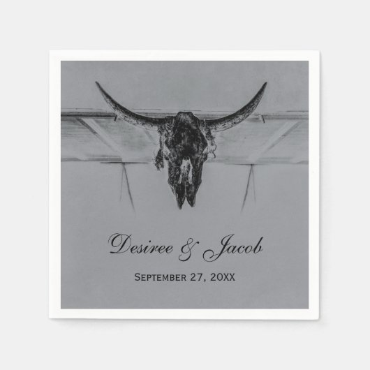 Rustikale Hochzeit von Rustikal-Grey-Black-Western Serviette (Vorderseite)
