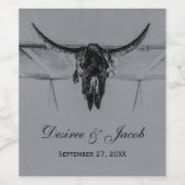 Rustikale Hochzeit von Rustikal-Grey-Black-Western Weinetikett (Einzelnes Label)