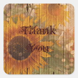 rustikale Hochzeit von Sonnenblumen Quadratischer Aufkleber