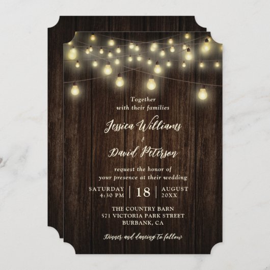 Rustikale Hochzeit von Stallenholz Einladung (Vorne/Hinten)