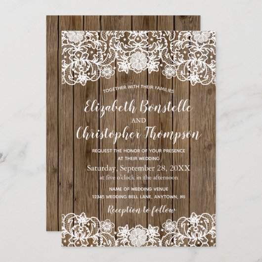 Rustikale Hochzeit von Stallholz Einladung (Vorne/Hinten)