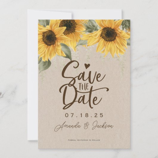 Rustikale Hochzeit von Stallsonnenblumen Save The Date (Vorderseite)