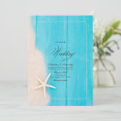 Rustikale Hochzeit von Starfish und Ocean Vibes Be Einladung (Stehend Vorderseite)