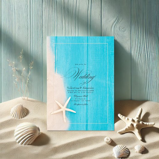 Rustikale Hochzeit von Starfish und Ocean Vibes Be Einladung