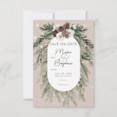 Rustikale Hochzeit von Tan Pine Winter Sparkle Save The Date (Vorderseite)