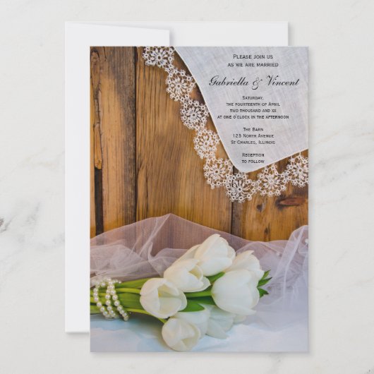 Rustikale Hochzeit von Weißer Tulips Einladung (Vorderseite)