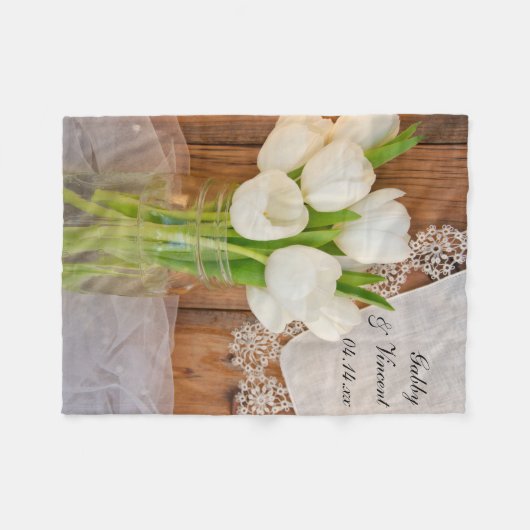 Rustikale Hochzeit von Weißer Tulips Fleecedecke (Vorderseite (Horizontal))
