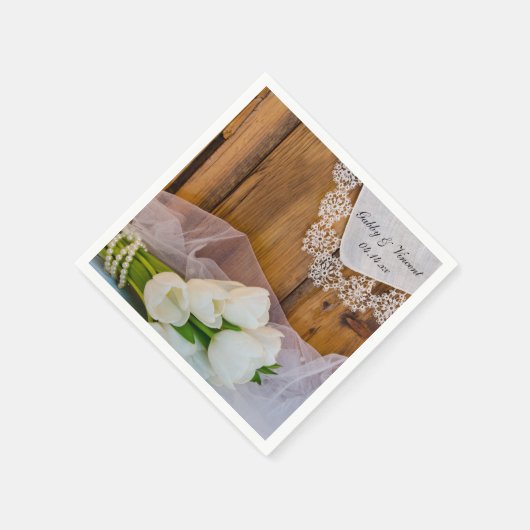Rustikale Hochzeit von Weißer Tulips Serviette (Ecke)