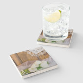 Rustikale Hochzeit von Weißer Tulips Steinuntersetzer (Seitenansicht)