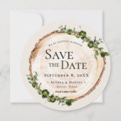 Rustikale Hochzeit Wood Green Foliage Custom QR Co Einladung (Vorderseite)