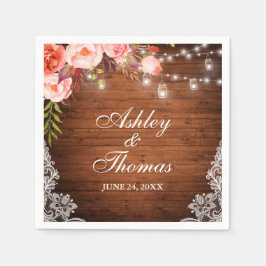 Rustikale Hochzeit Wood Jar Lights Pink Corraleer  Serviette