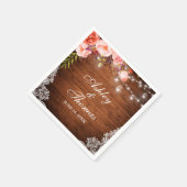 Rustikale Hochzeit Wood Jar Lights Pink Corraleer Serviette (Ecke)