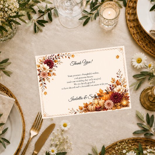 Rustikale Hochzeit zur Erntezeit Dankeskarte