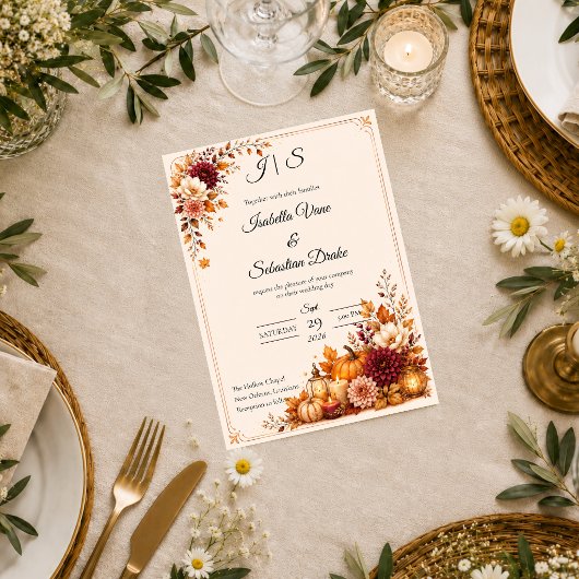 Rustikale Hochzeit zur Erntezeit Einladung