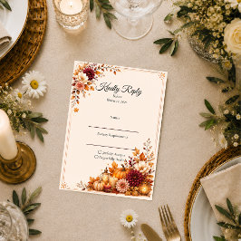 Rustikale Hochzeit zur Erntezeit RSVP Karte