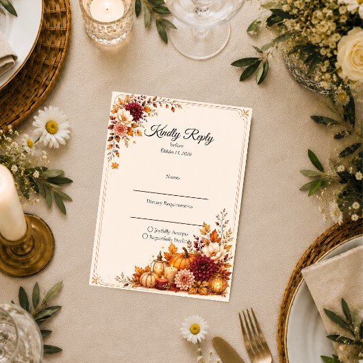 Rustikale Hochzeit zur Erntezeit RSVP Karte