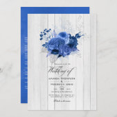 Rustikale Hochzeit zwischen Royal Blue und Silver Einladung (Vorne/Hinten)