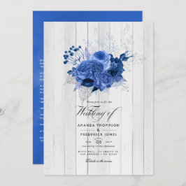 Rustikale Hochzeit zwischen Royal Blue und Silver  Einladung