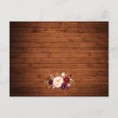 Rustikale Hochzeitdetails Burgund Blumenwaldkarte Postkarte (Rückseite)