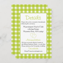 Rustikale Hochzeitdetails Gingham Green Kariertes 