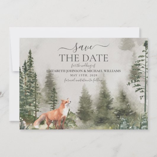 Rustikale Hochzeiten im Bergwald retten das Datum Save The Date (Vorderseite)