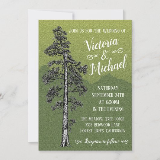 Rustikale Hochzeiten im Wald Einladung (Vorderseite)